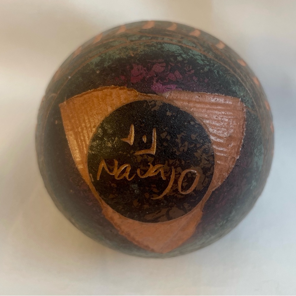 Navajo Pottery Ornament Raku Hand Etched Christmas Pottery Signed Native Indian - Picture 6 of 6